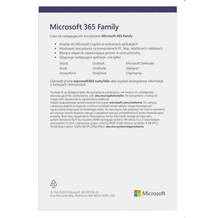 Microsoft 365 Family (6 потребители; 12 месеца) (EP2-32382)