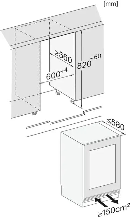 Вграден охладител MIELE KWTUS 7054 F obsw , 110 l, F , Да , Черен