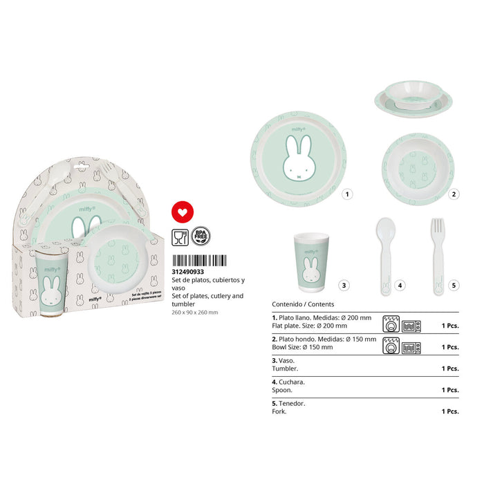 Детски комплект съдове Miffy Menta (5 Части)