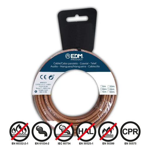 Микро SATA Combo кабел EDM 28457 Кафяв 10 m 2,5 mm