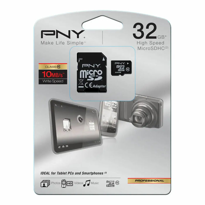 Mикро SD карта памет с адаптер PNY SDU32GBHC10HP-EF Клас 10