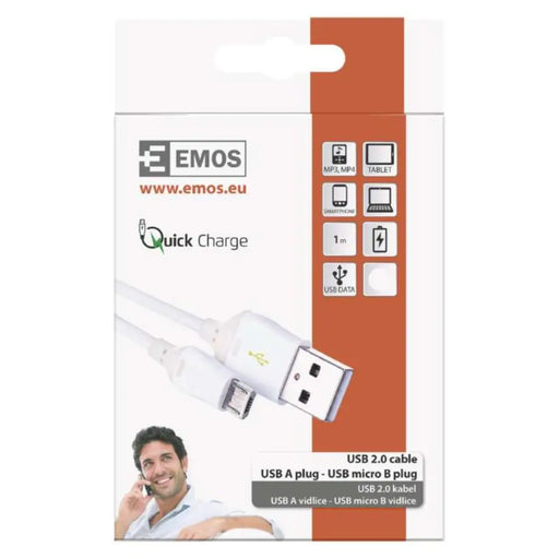 МИКРО USB КАБЕЛ 2.0 1М БЯЛ SM7004W