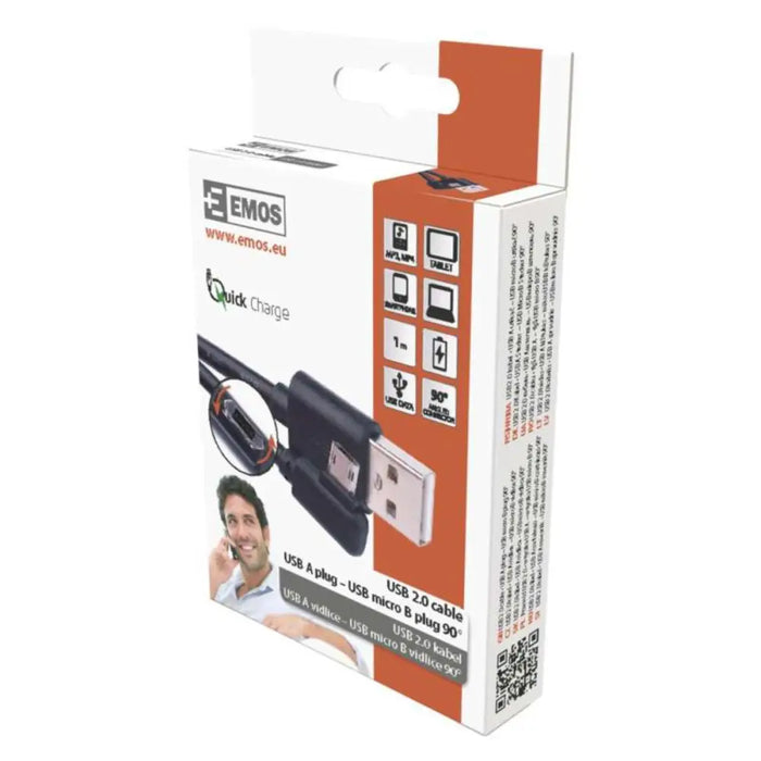 МИКРО USB КАБЕЛ 2.0/90° 1 М ЧЕРЕН