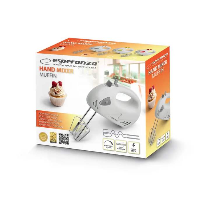 Миксер Esperanza EKM007WE Ръчен миксер Сив Бял 150 W