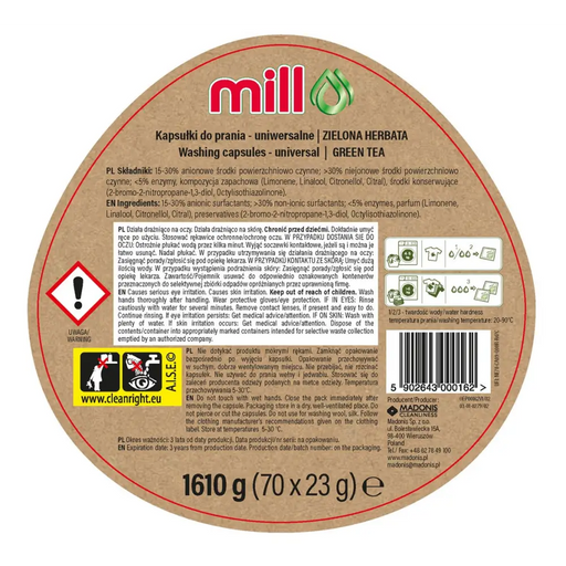 MILL ECO 2k универсални капсули за пране 2 в 1 със зелен