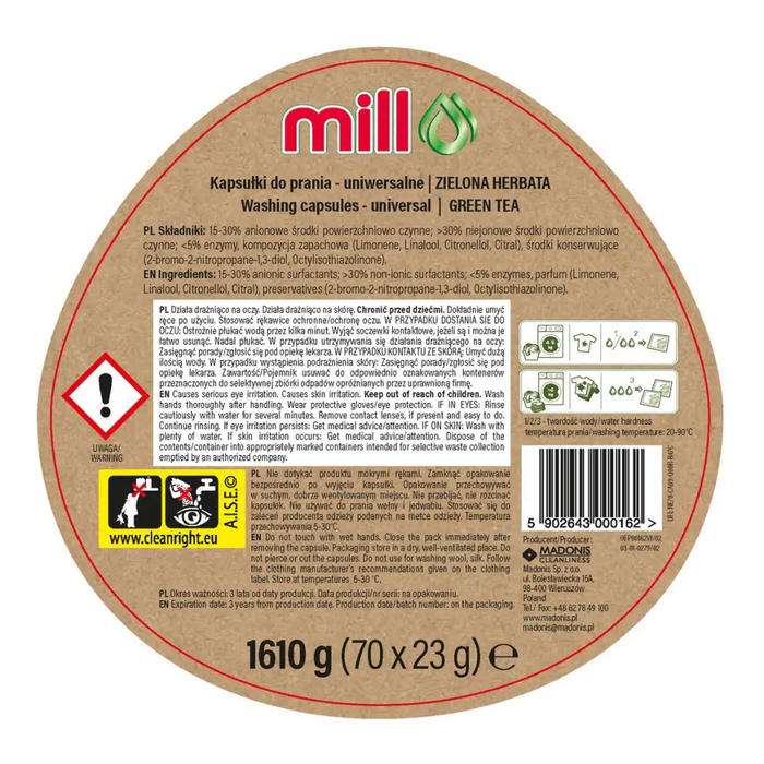 MILL ECO 2k универсални капсули за пране 2 в 1 със зелен