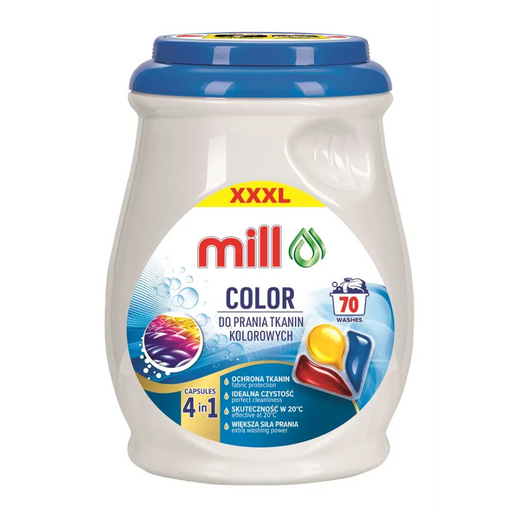 MILL PROFESSIONAL 3-камерни цветни измиващи капсули 70 бр.