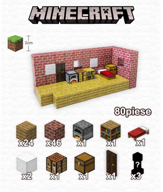 Магнитен конструктор Minecraft - 80 части