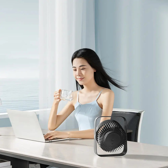 MINI DESK FAN SMALL USB C FAN 3600 mAh - черен