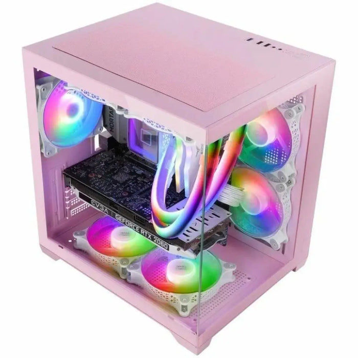 мини висока кутия ATX / ITX Mars Gaming MCVIEW2P Розов