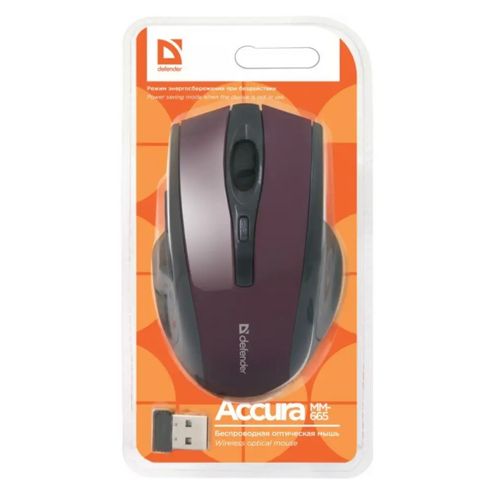 МИШКА DEFENDER ACCURA MM-665 RF MAROON 1600dpi 6P