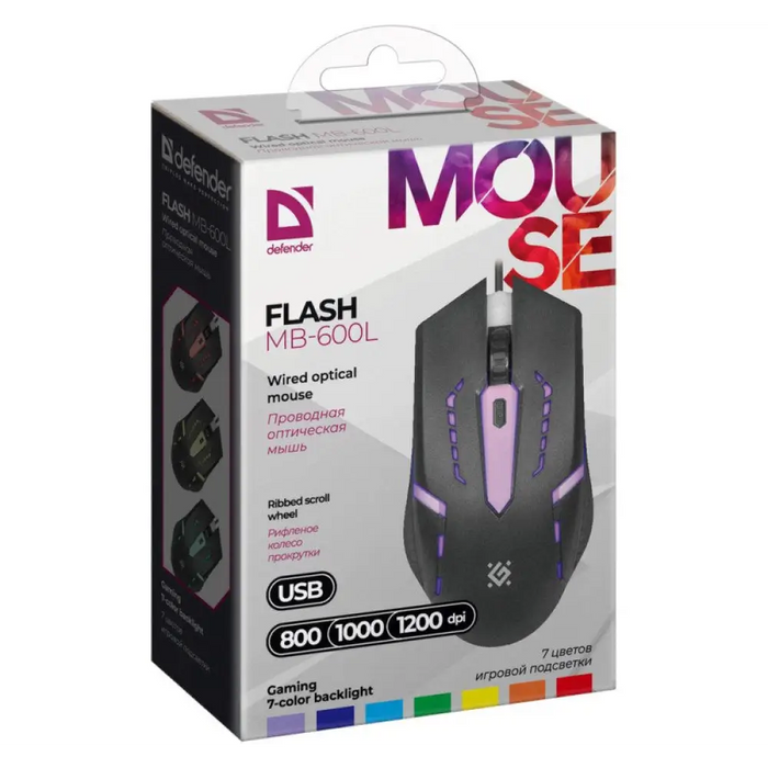 МИШКА DEFENDER FLASH MB-600L OPTIC LED 1200dpi 4P
