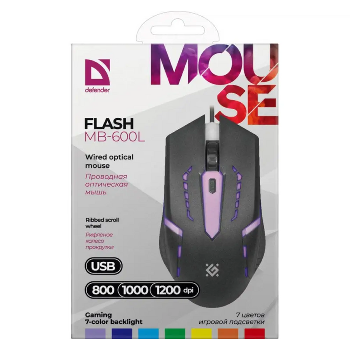 МИШКА DEFENDER FLASH MB-600L OPTIC LED 1200dpi 4P