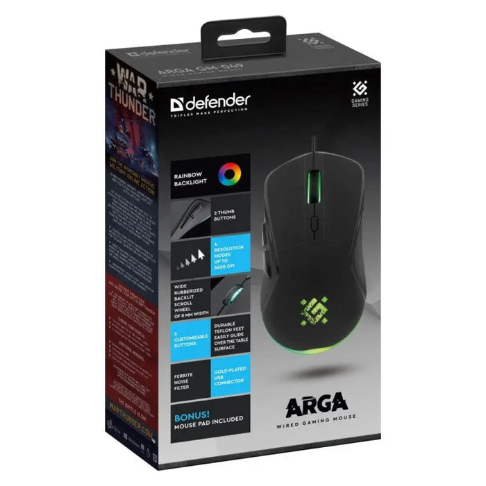 МИШКА DEFENDER GM-049 ARGA OPTIC 3600dpi 6P ЧЕРНА