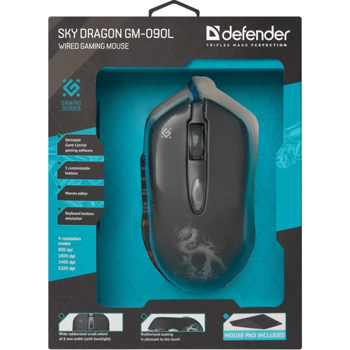 Мишка Defender GM-090L дясна USB Type-A оптична 3200 DPI