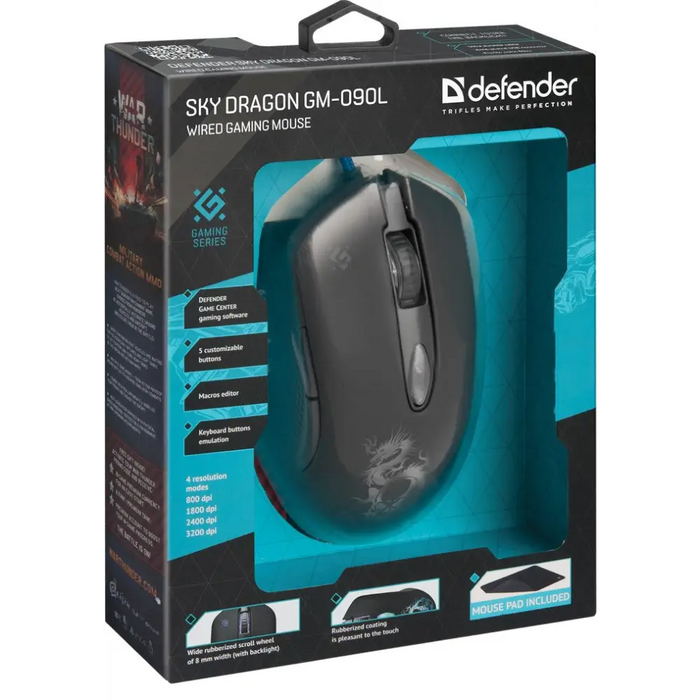 Мишка Defender GM-090L дясна USB Type-A оптична 3200 DPI