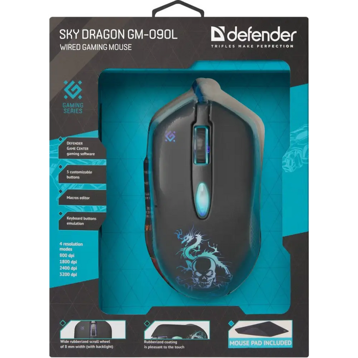 Мишка Defender GM-090L дясна USB Type-A оптична 3200 DPI