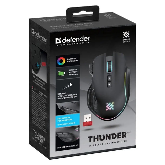 МИШКА DEFENDER GM-213 THUNDER RF 1600dpi 8P ЧЕРНА