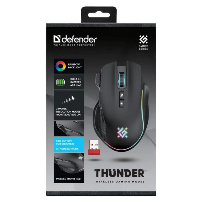 МИШКА DEFENDER GM-213 THUNDER RF 1600dpi 8P ЧЕРНА