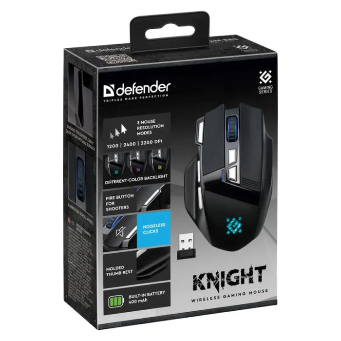 МИШКА DEFENDER GM-885 KNIGHT RF БЕЗЖИЧНА 3200dpi 8P ЧЕРНА