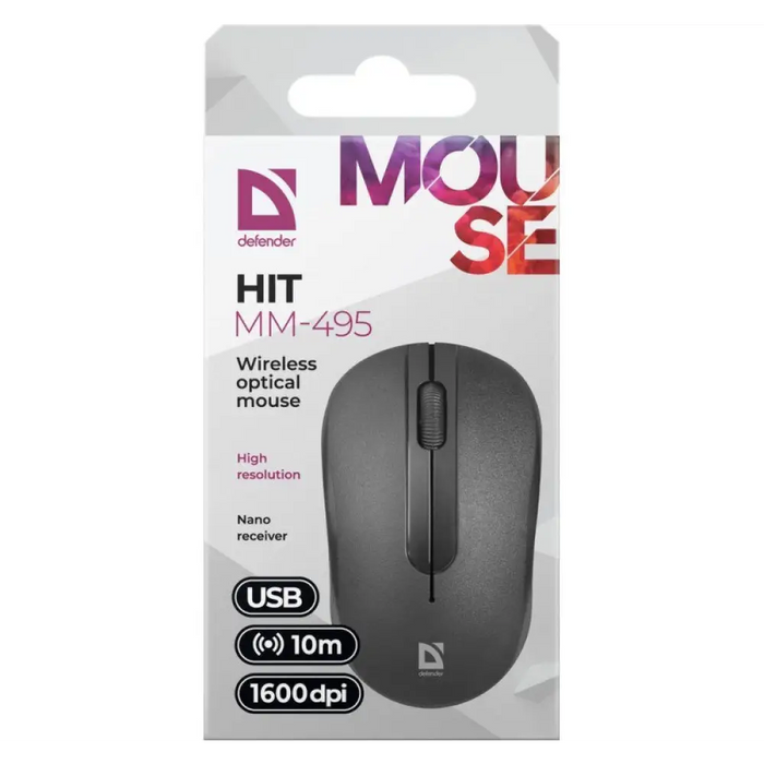 МИШКА DEFENDER HIT MM-495 RF OPTIC ЧЕРНА 1600dpi 3P