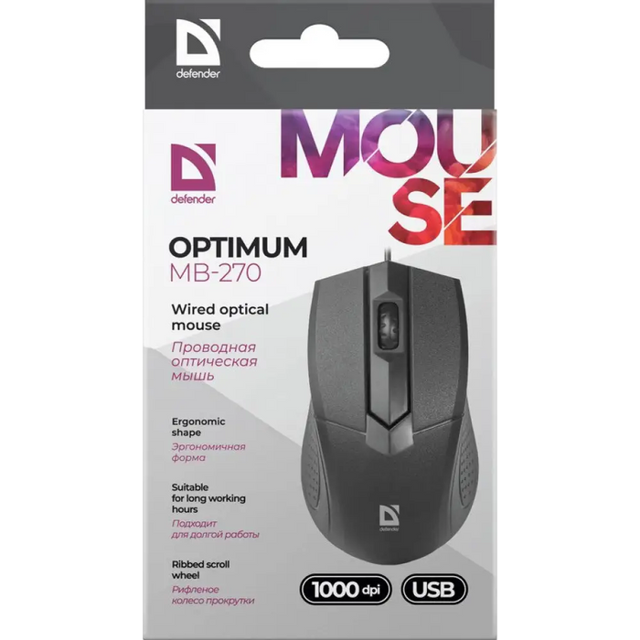 Мишка Defender Optimum MB-270 Офис дясна USB Type-A Оптична