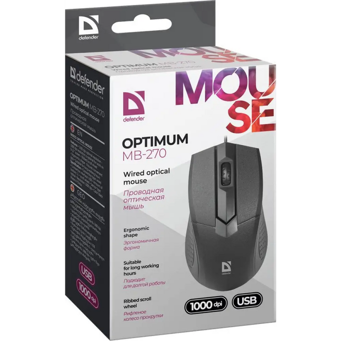 Мишка Defender Optimum MB-270 Офис дясна USB Type-A Оптична