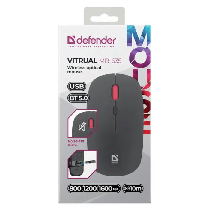 МИШКА DEFENDER VITRUAL MB-635 RF + BT SILENT 1600dpi 4P