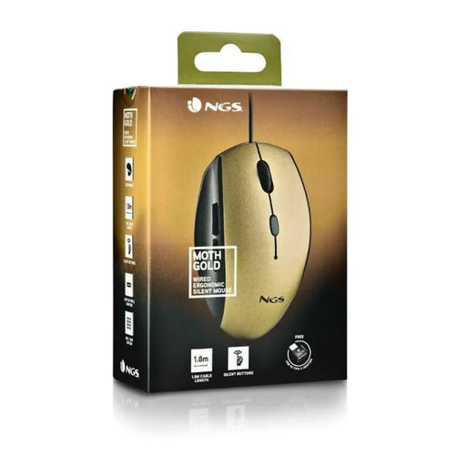 Мишка NGS MOTHGOLD 1600 dpi Златен (1 броя)