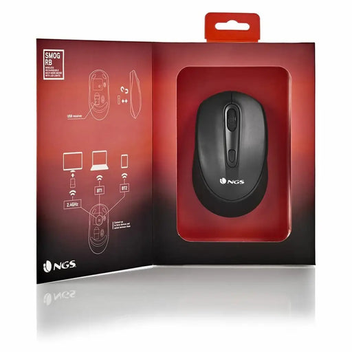 Мишка NGS SMOG RB Черен 1600 dpi Безжичен
