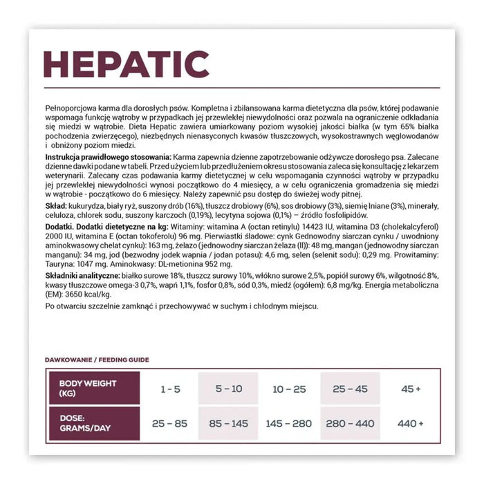 Мисля VETEXPERT Hepatic Dog Месо 12 kg