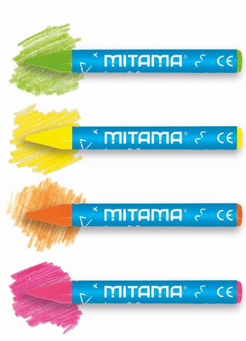 Восъчни пастели Mitama - Измиващи се, 10 + 4 цвята