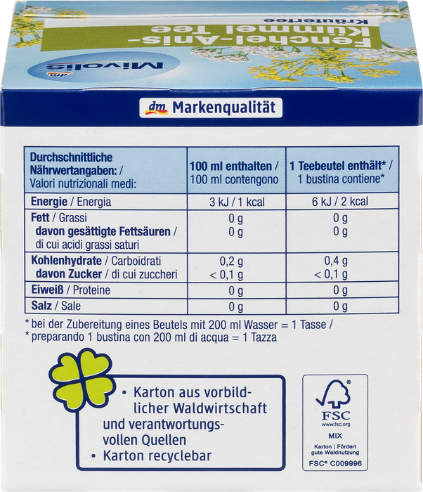 Чай от копър, анасон и кимион (12x2g), 24 g