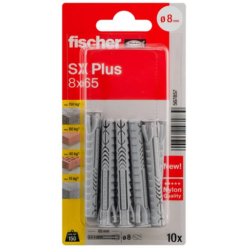 МНОГОЦЕЛЕВИ ДЮБЕЛ SX PLUS Ф8Х65ММ 10БР