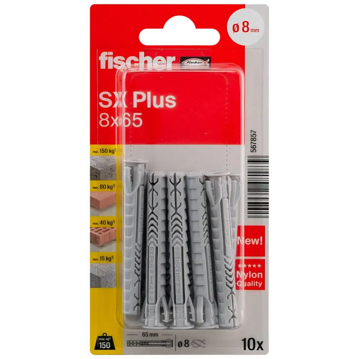 МНОГОЦЕЛЕВИ ДЮБЕЛ SX PLUS Ф8Х65ММ 10БР