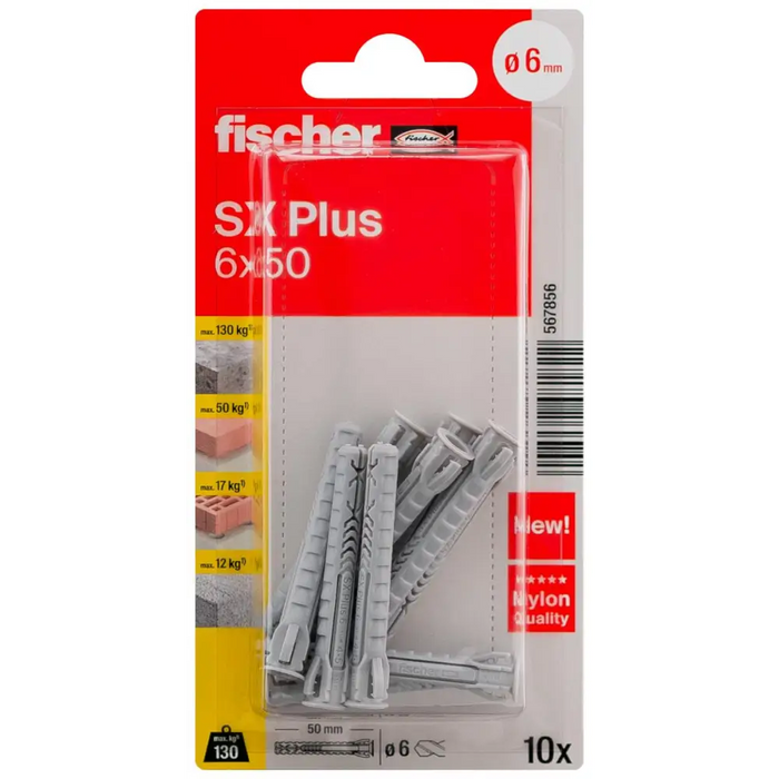 МНОГОЦЕЛЕВИ ДЮБЕЛ SX PLUS Ф6Х50ММ 10БР
