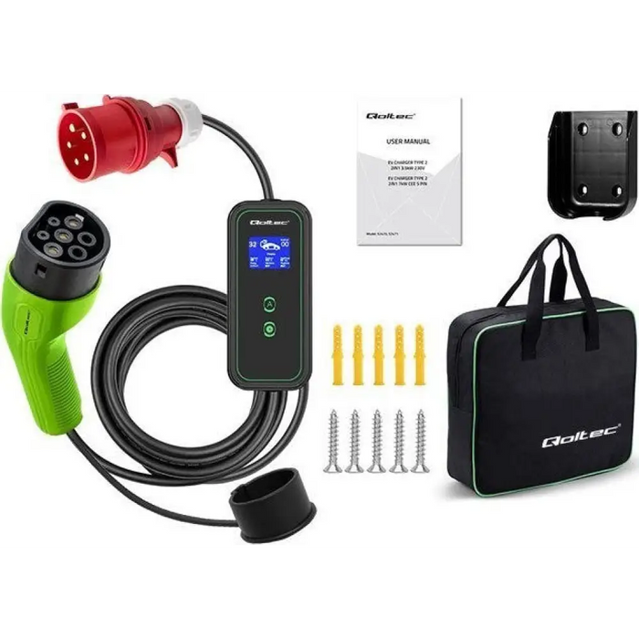 Мобилно зарядно за електрически автомобили Qoltec 2-в-1 Тип