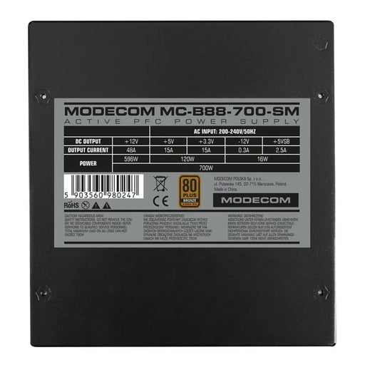 MODECOM Захранване MC-B88-700-SM 80 + БРОНЗ 230V EU 700W