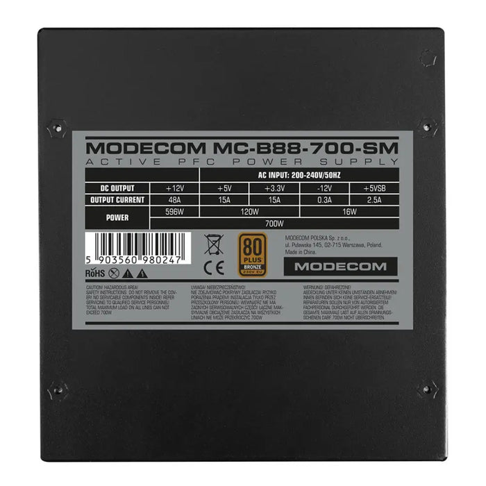 MODECOM Захранване MC-B88-700-SM 80 + БРОНЗ 230V EU 700W