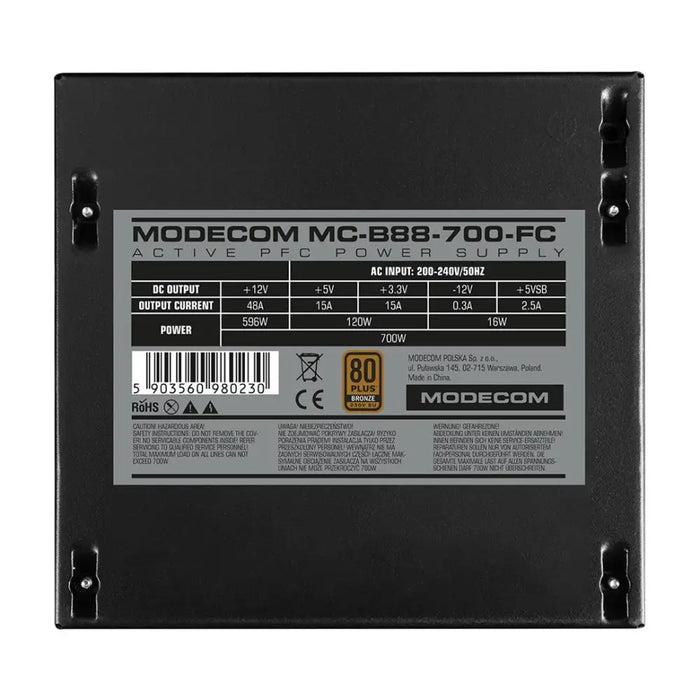 MODECOM Захранване MC-B88-700-FC 80 + БРОНЗ 230V EU 700W