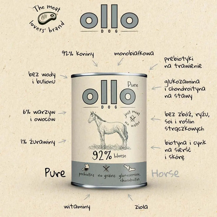 OLLO Pure Horse - мокра храна за кучета - 400