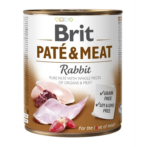 Мокра храна за кучета BRIT PATÉ & MEAT Rabbit 800гр
