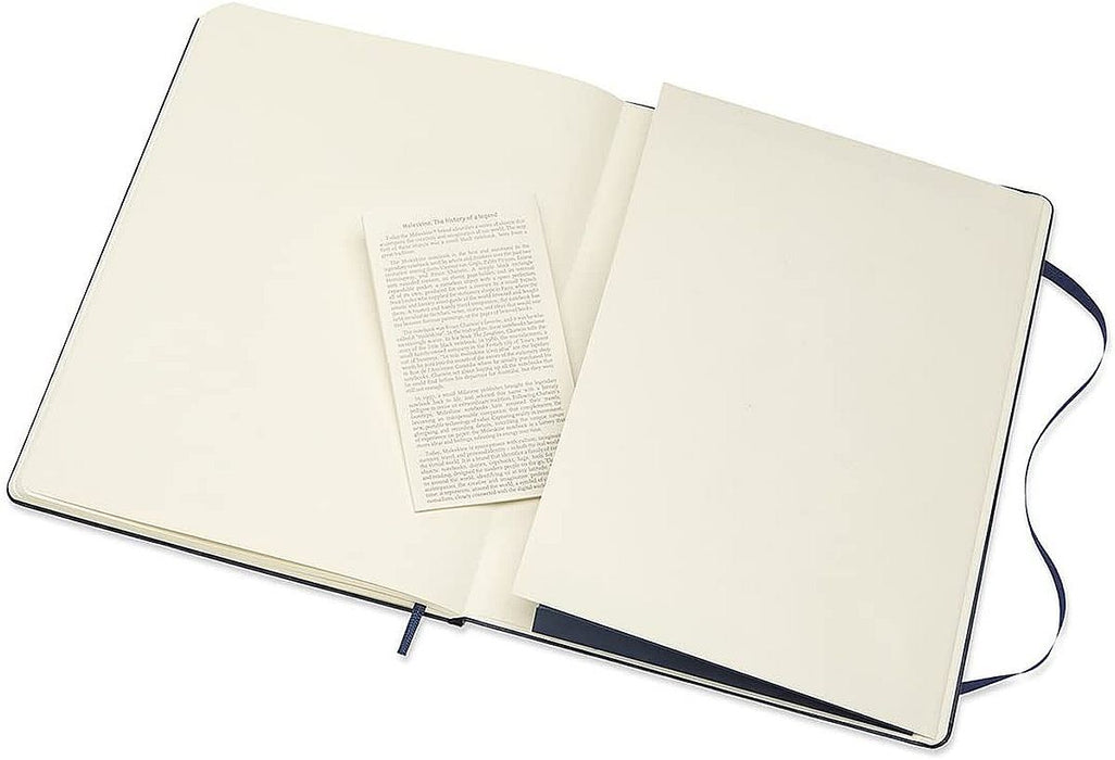Тефтер с твърди корици Moleskine Classic Plain XL - Син, бели листове