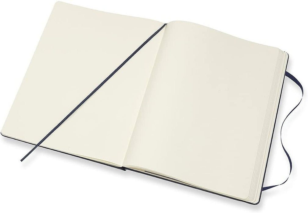 Тефтер с твърди корици Moleskine Classic Plain XL - Син, бели листове