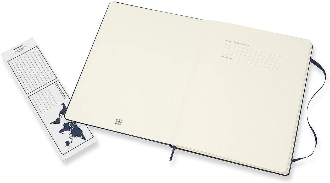 Тефтер с твърди корици Moleskine Classic Plain XL - Син, бели листове