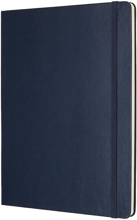 Тефтер с твърди корици Moleskine Classic Plain XL - Син, бели листове