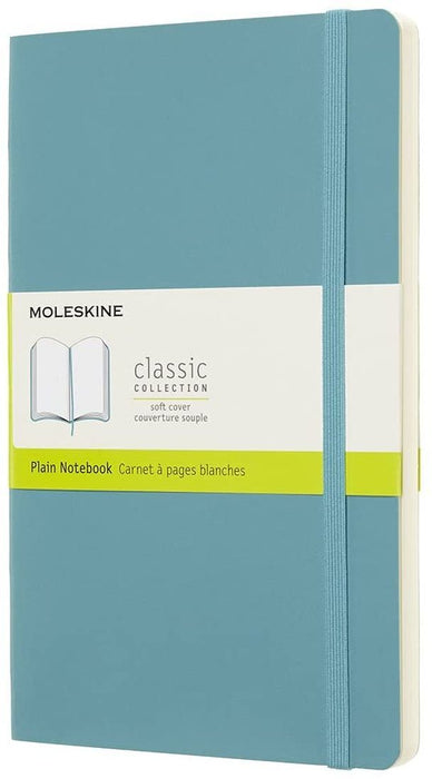 Тефтер с меки корици Moleskine Classic Plain - Светлосин, бели листове