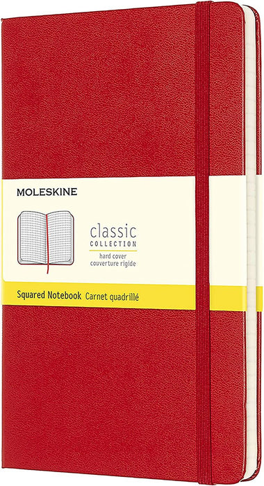 Тефтер с твърди корици Moleskine Classic Squared - Червен, листове на квадратчета