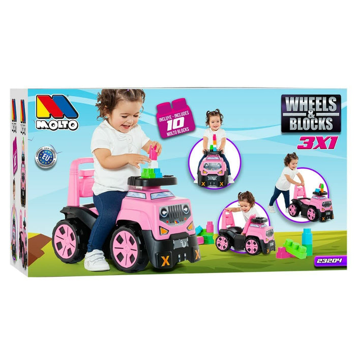 Обувки за Бягане Moltó 3x1 Wheels & Blocks 10 Части 89 cm Розов