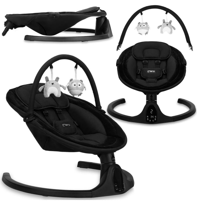 Електрическа бебешка люлка MoMi - Kenani, Onyx